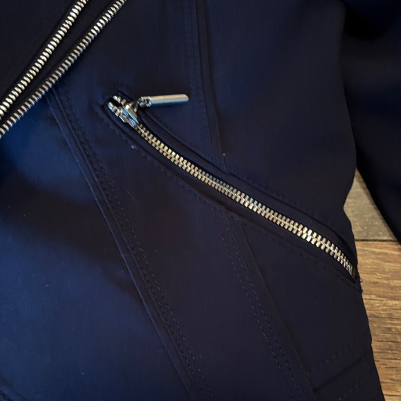 WHBM Navy Blue Women's Moto Jacket - Picture 4 of 9